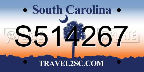 S514267 South Carolina License Plate
