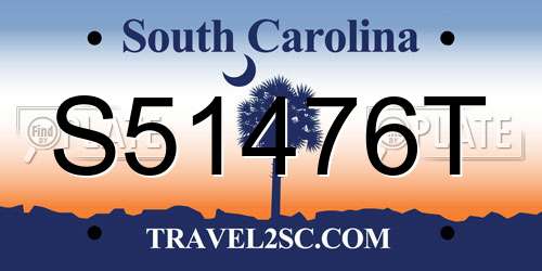 S51476T South Carolina License Plate