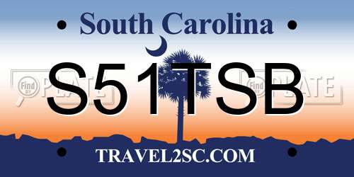 S51TSB South Carolina License Plate