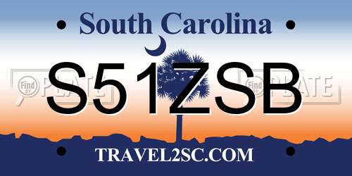 S51ZSB South Carolina License Plate