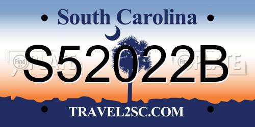 S52022B South Carolina License Plate
