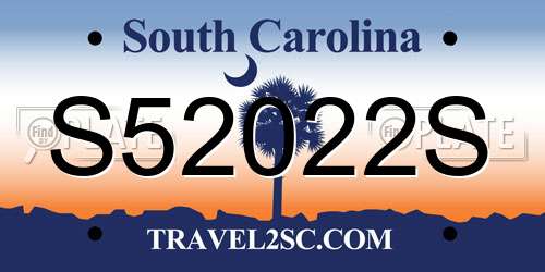 S52022S South Carolina License Plate