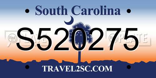 S520275 South Carolina License Plate