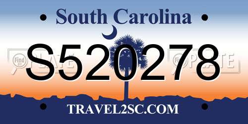 S520278 South Carolina License Plate