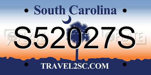 S52027S South Carolina License Plate