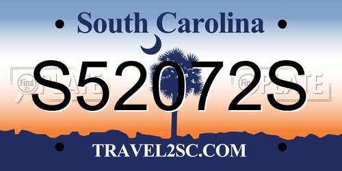 S52072S South Carolina License Plate