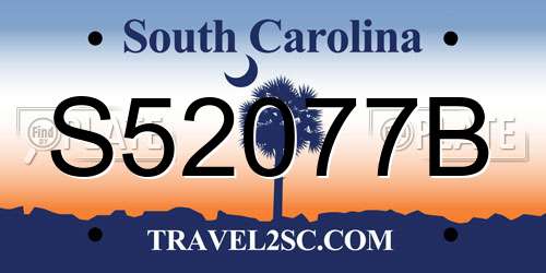 S52077B South Carolina License Plate