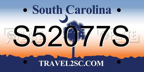 S52077S South Carolina License Plate