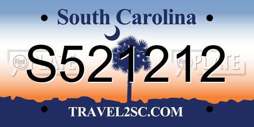 S521212 South Carolina License Plate