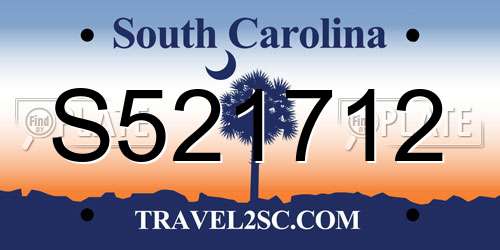 S521712 South Carolina License Plate