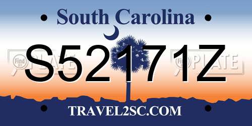 S52171Z South Carolina License Plate