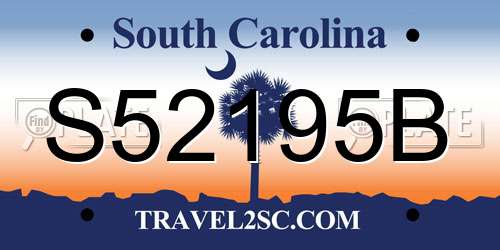 S52195B South Carolina License Plate