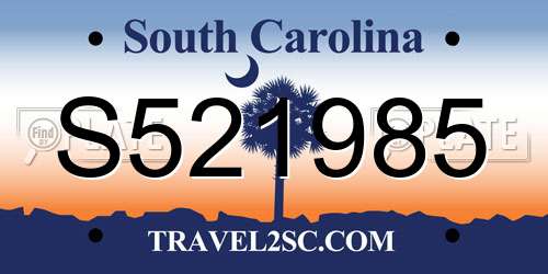 S521985 South Carolina License Plate