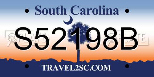S52198B South Carolina License Plate