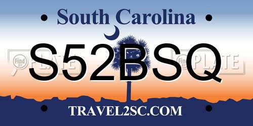 S52BSQ South Carolina License Plate