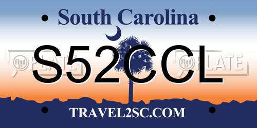 S52CCL South Carolina License Plate