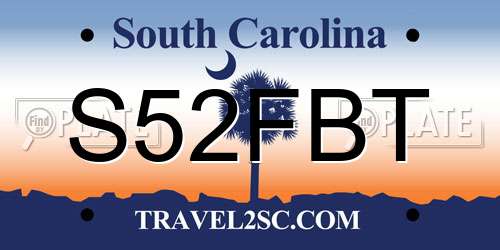 S52FBT South Carolina License Plate