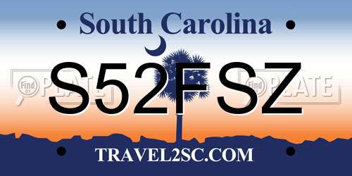 S52FSZ South Carolina License Plate