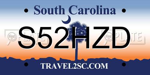 S52HZD South Carolina License Plate