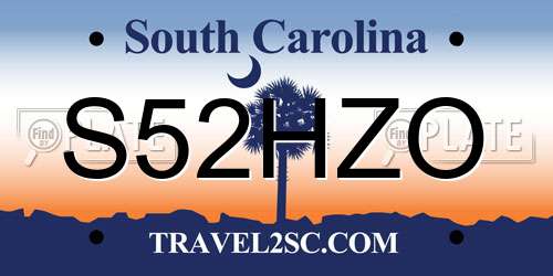 S52HZO South Carolina License Plate
