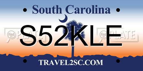 S52KLE South Carolina License Plate