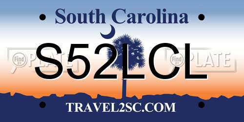 S52LCL South Carolina License Plate