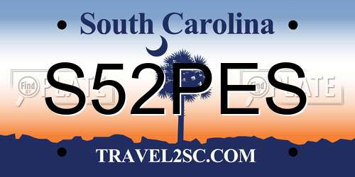 S52PES South Carolina License Plate