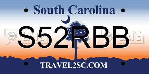 S52RBB South Carolina License Plate