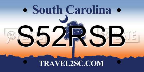 S52RSB South Carolina License Plate