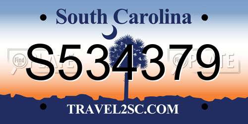S534379 South Carolina License Plate
