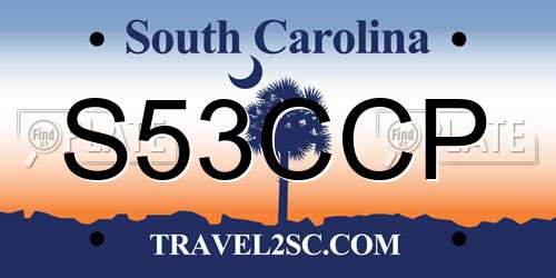 S53CCP South Carolina License Plate