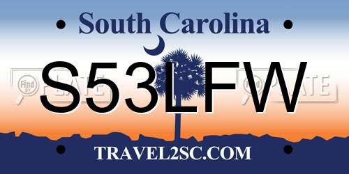 S53LFW South Carolina License Plate