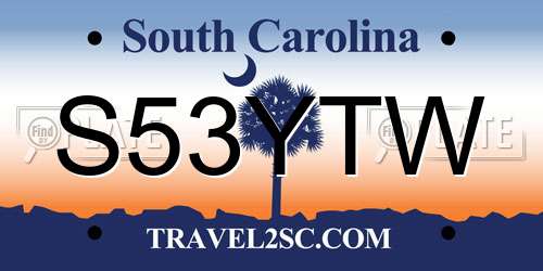 S53YTW South Carolina License Plate