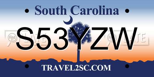 S53YZW South Carolina License Plate