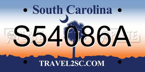 S54086A South Carolina License Plate