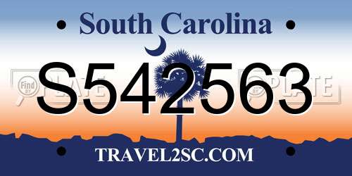S542563 South Carolina License Plate