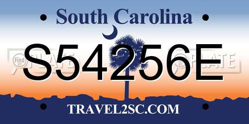 S54256E South Carolina License Plate