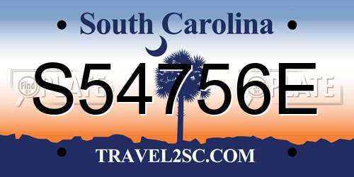 S54756E South Carolina License Plate