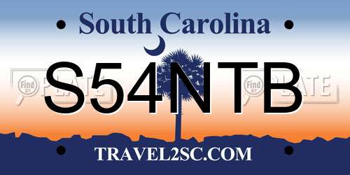 S54NTB South Carolina License Plate