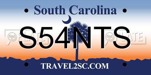 S54NTS South Carolina License Plate