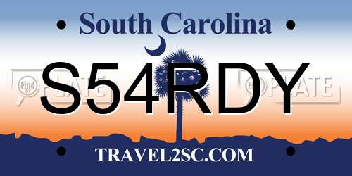 S54RDY South Carolina License Plate