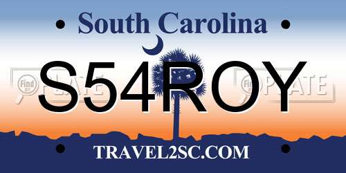 S54ROY South Carolina License Plate