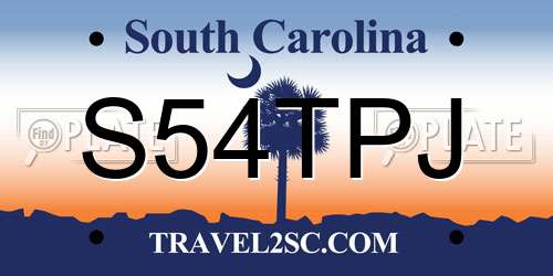 S54TPJ South Carolina License Plate