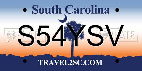 S54YSV South Carolina License Plate