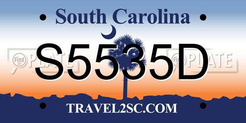 S5535D South Carolina License Plate
