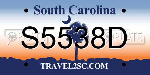 S5538D South Carolina License Plate