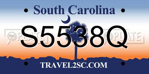 S5538Q South Carolina License Plate