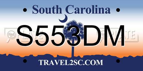 S553DM South Carolina License Plate