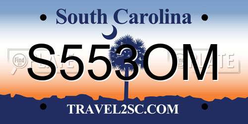S553OM South Carolina License Plate