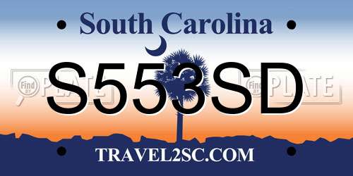 S553SD South Carolina License Plate
